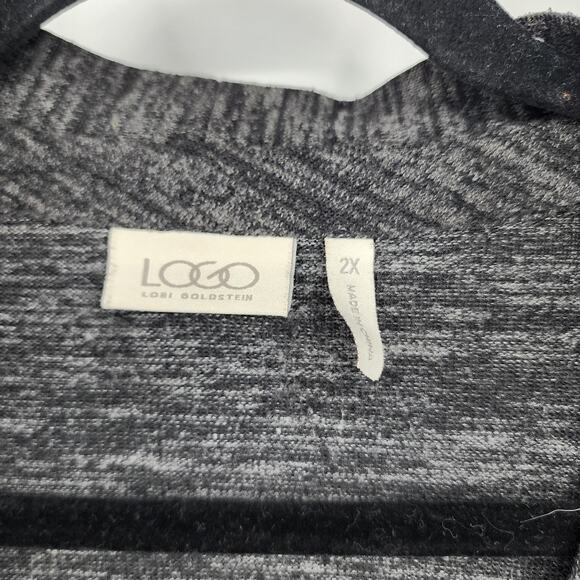 LOGO Lori Goldstein Knit Cardigan with Faux Suede Sleeves Size 2X Sweater - Picture 3 of 6